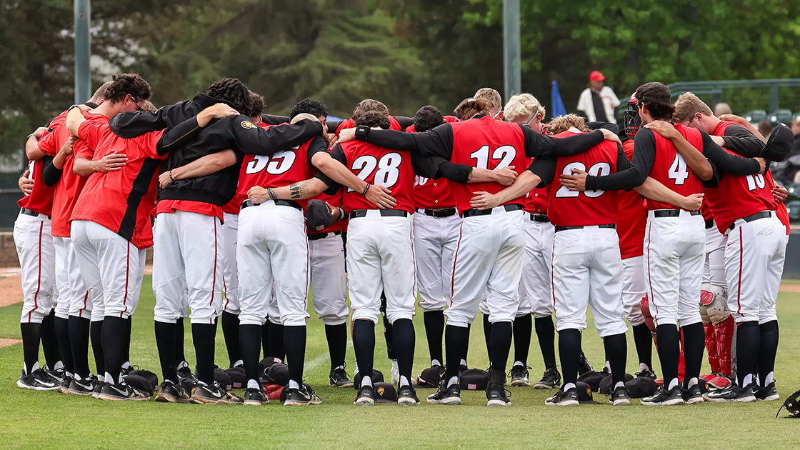 Athletics huddle