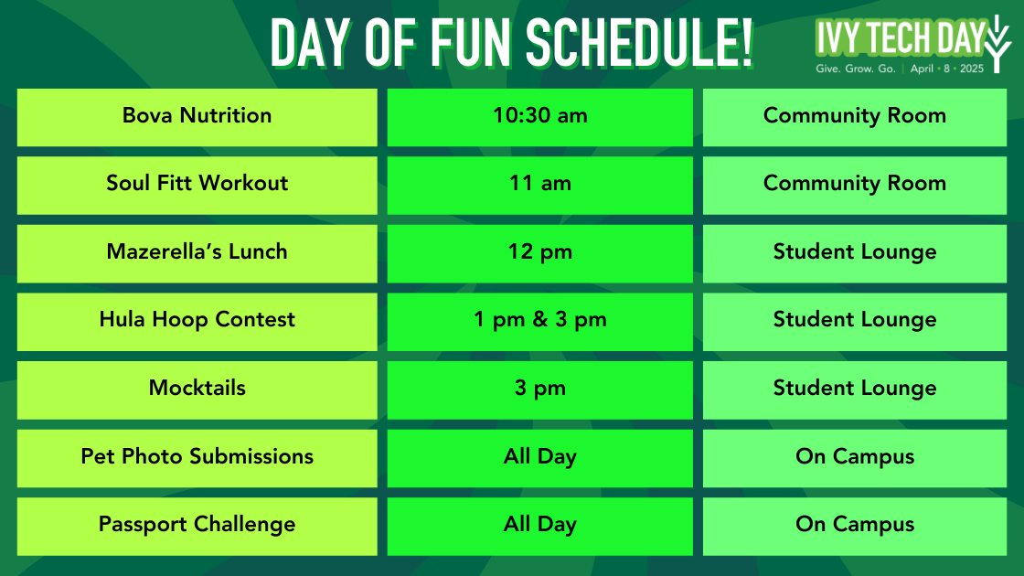 Ivy Tech Day - Schedule