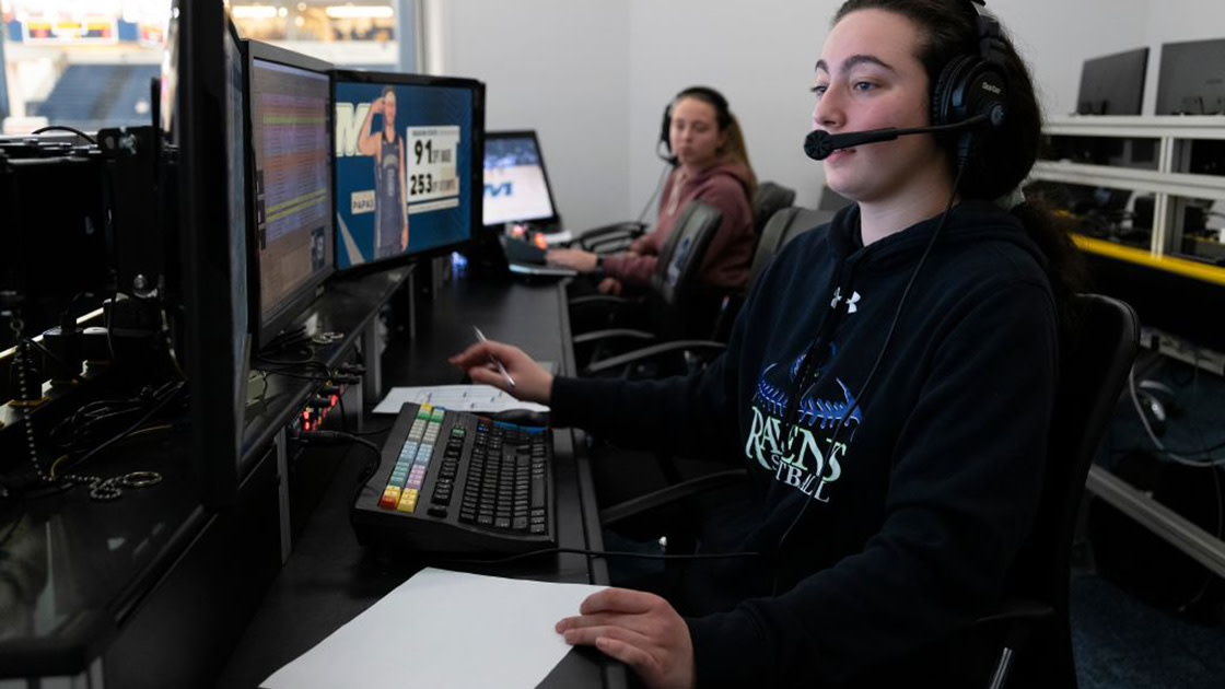 Two Monmouth Students working inside Parton Broadcast Centers