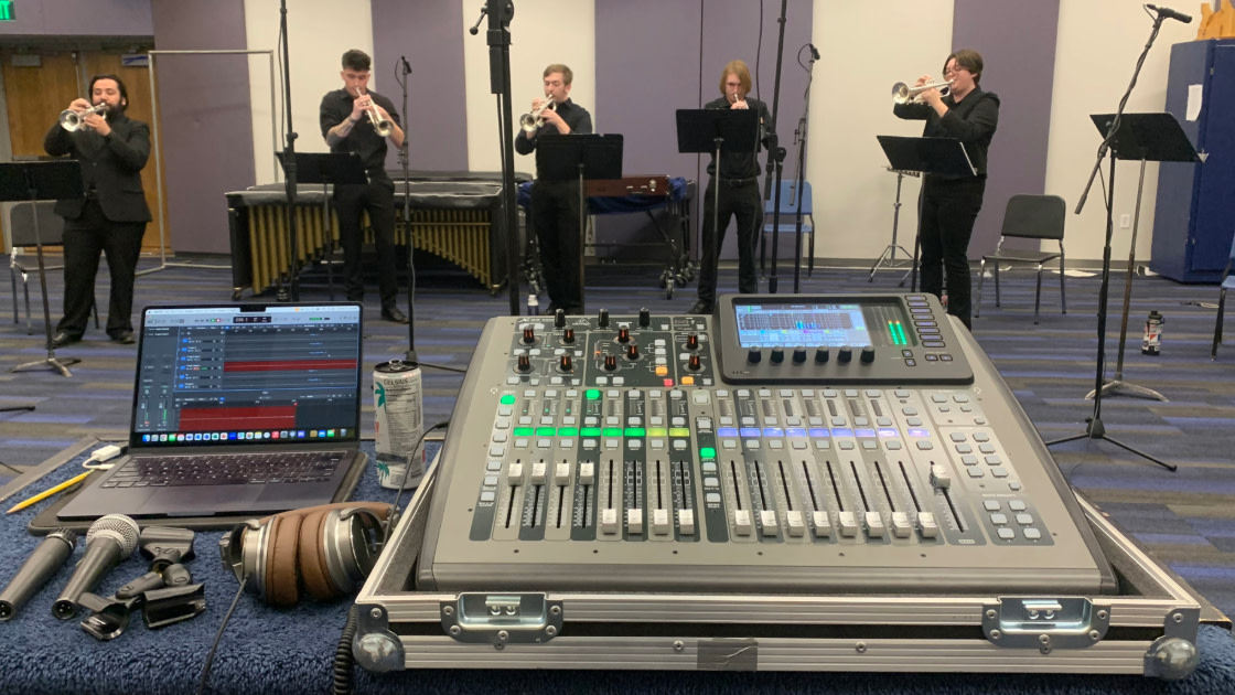 Recording a performance by the Trumpet Club at NAU.