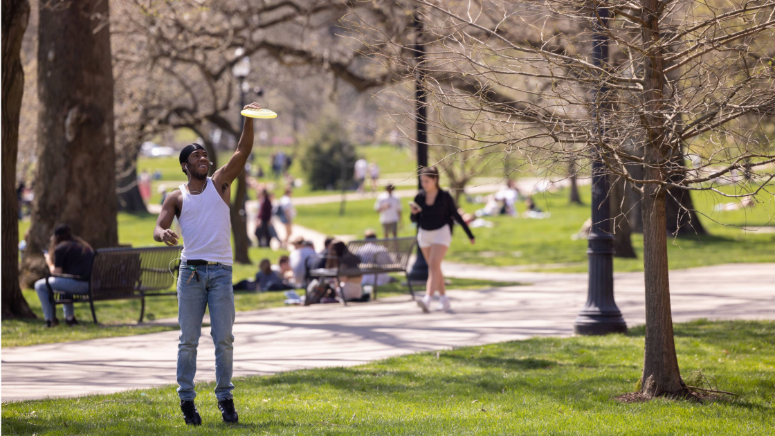 Student Playing Frisbee