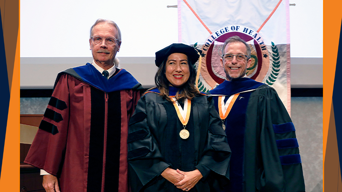 College of Health Sciences Graduation Photo with PhD Student at Her Hooding