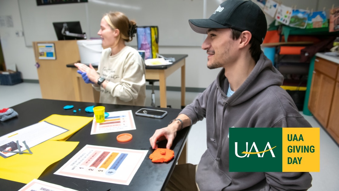 UAA Students prepare Play-Doh as a teaching aid during Creativity and the Arts in Early Childhood