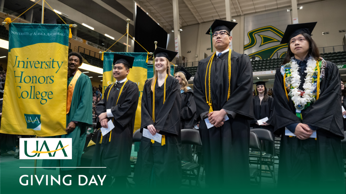 Honors College Graduates at UAA's 2023 Fall Commencement in the Alaska Airlines Center