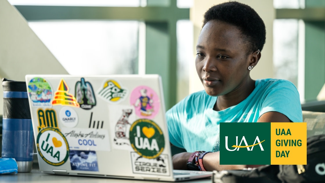 Nursing major and Seawolves cross country athlete studies in the UAA Spine