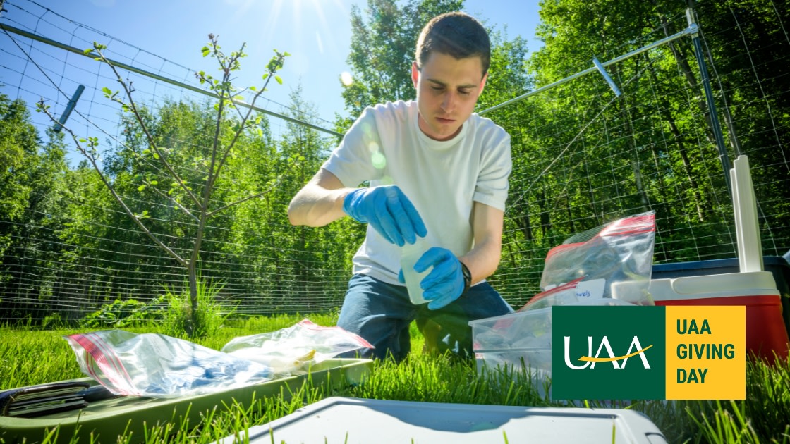 Biological Sciences program graduate student surveys for pollinators and takes plant DNA samples