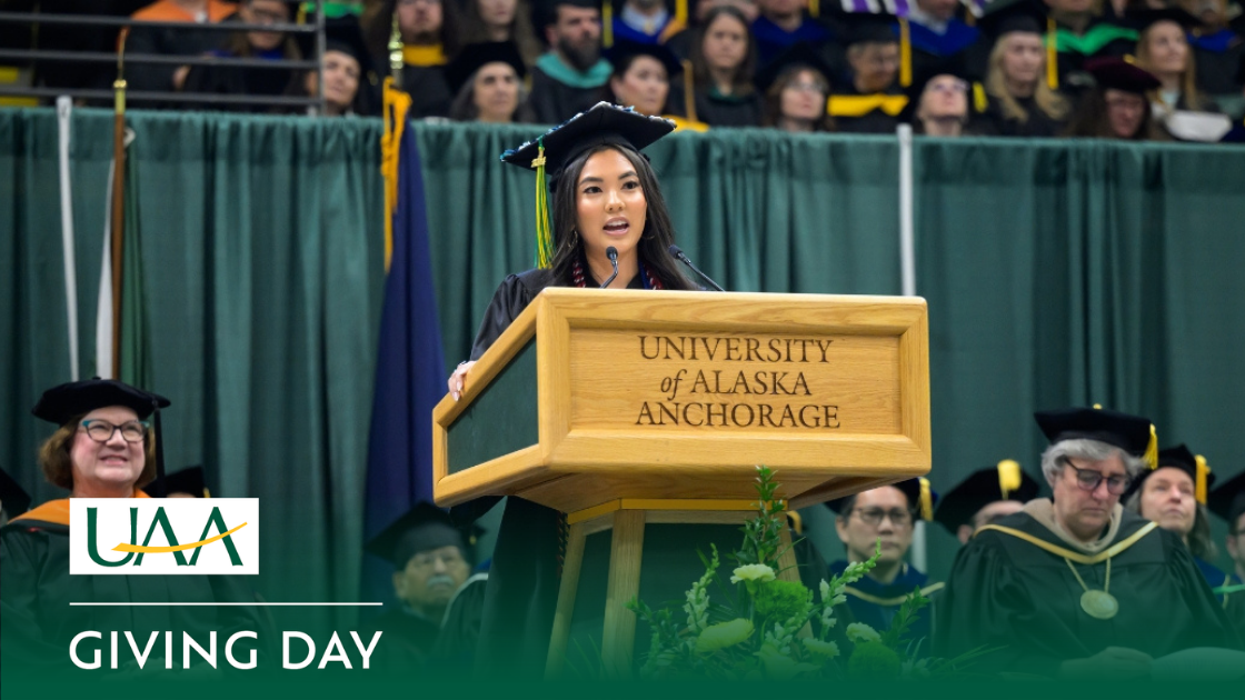 UAA Student speaker at UAA's 2024 Spring Commencement