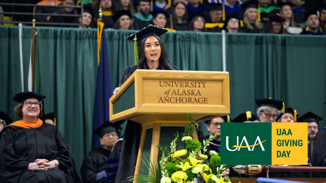 UAA Student speaker at UAA's 2024 Spring Commencement