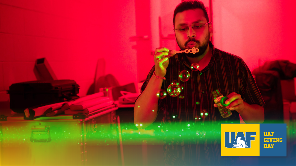 UAF student researching bubbles and light