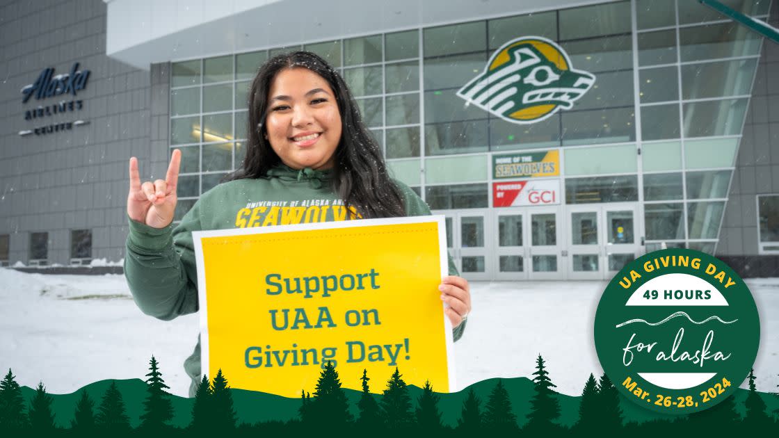 UAA student supporting UA Giving Day