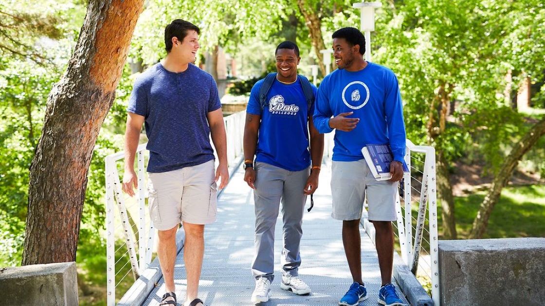 Students on bridge