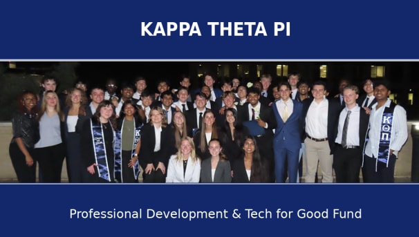 Kappa Theta Pi logo with the text “Professional Development & Tech for Good Fund.