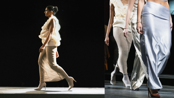 A photo depicts details from garments on the runway.