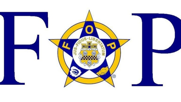 The FOP Lodge logo with dark blue and yellow. It is against a white background