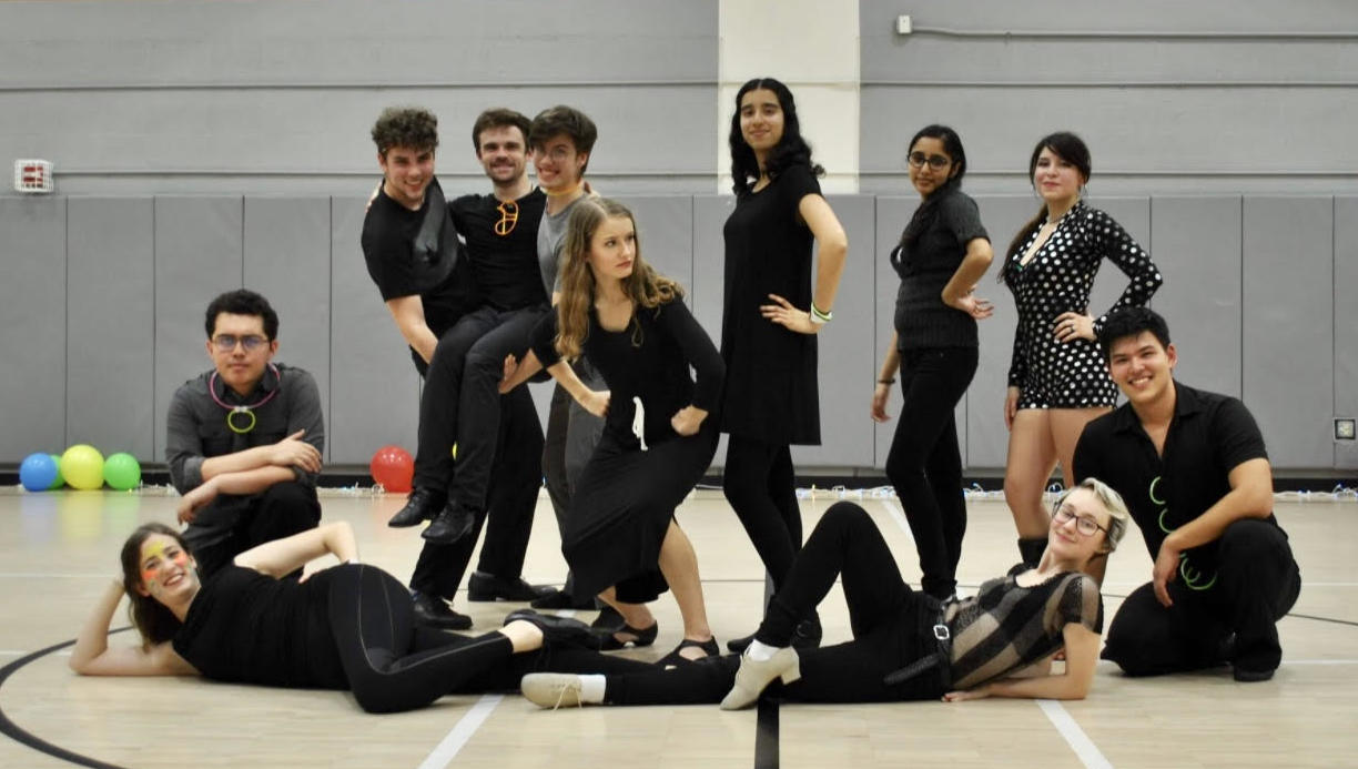 The Spring 2019 officers at our "Blackout" social dance event!