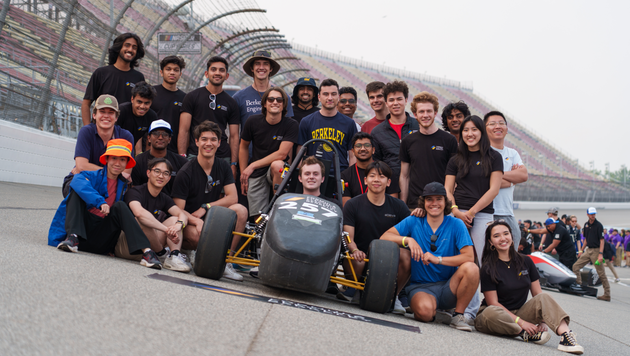 The 2022-23 Team at Michigan International Speedway for the annual FSAE Electric Competition