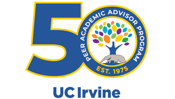 Peer Academic Advising program 50th anniversary logo - a stylized "50" above "UC Irvine"