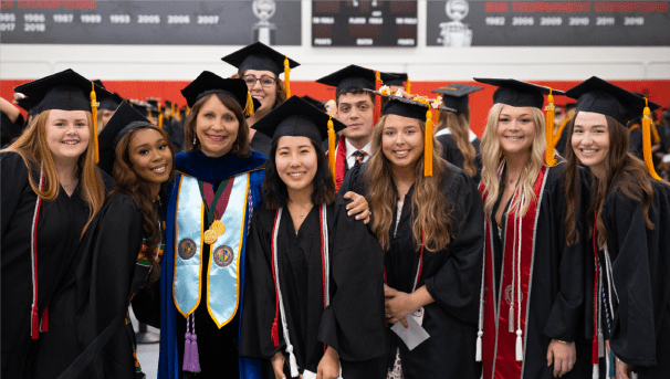 Group of nursing students wearing their graduation cap and gowns