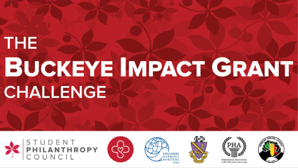 'The Buckeye Impact Grant Challenge' on a red background. Logos of various organizations are below