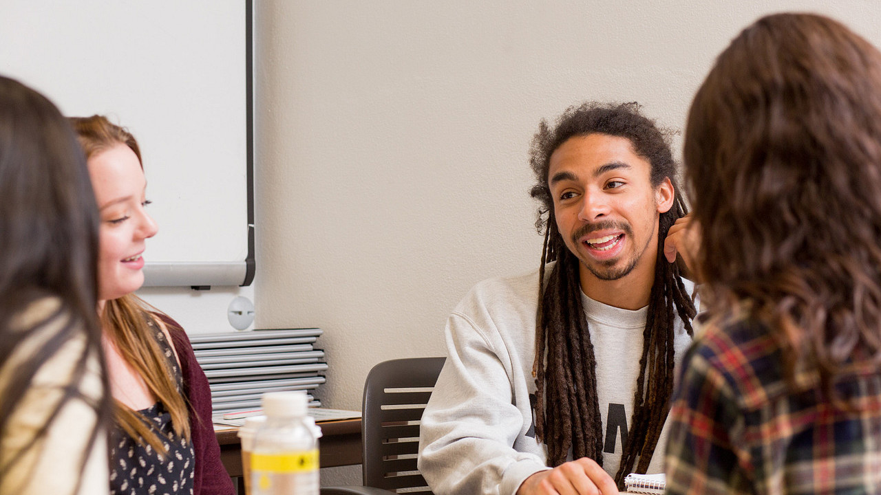 Social work students in discussion