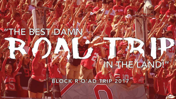 People cheering in the stands with copy "The Best Damn Road Trip in the Land!"