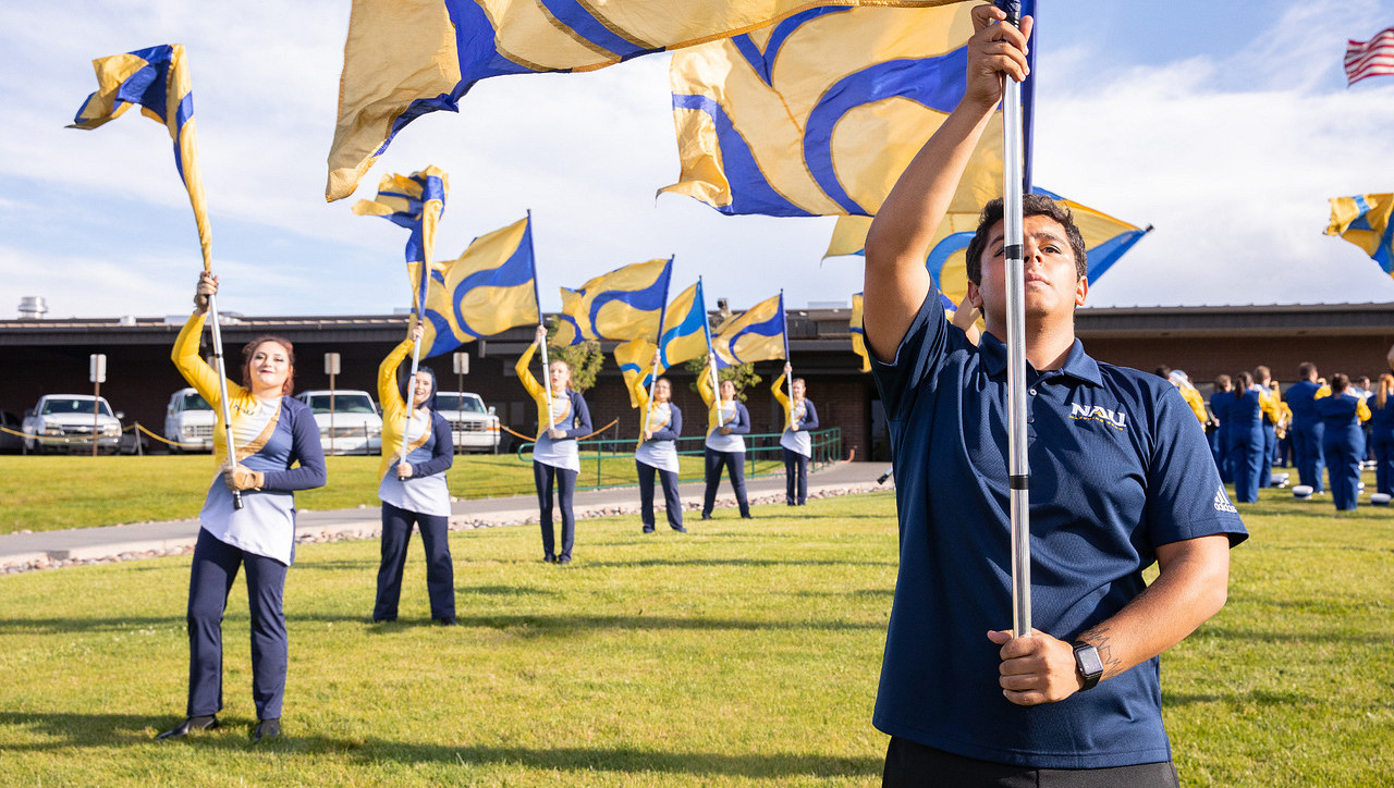 Lumberjack Marcing Band flag team