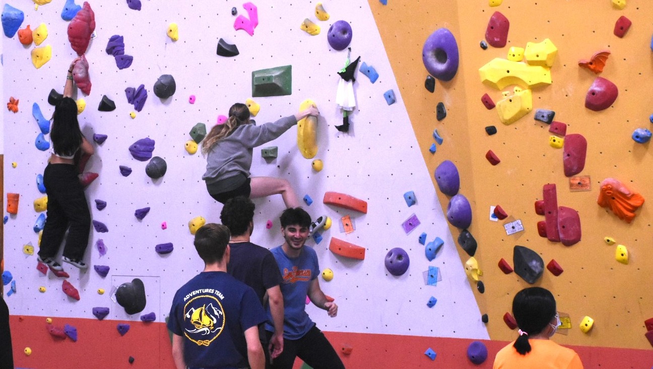 Students using the Climbing Wall at the RSF