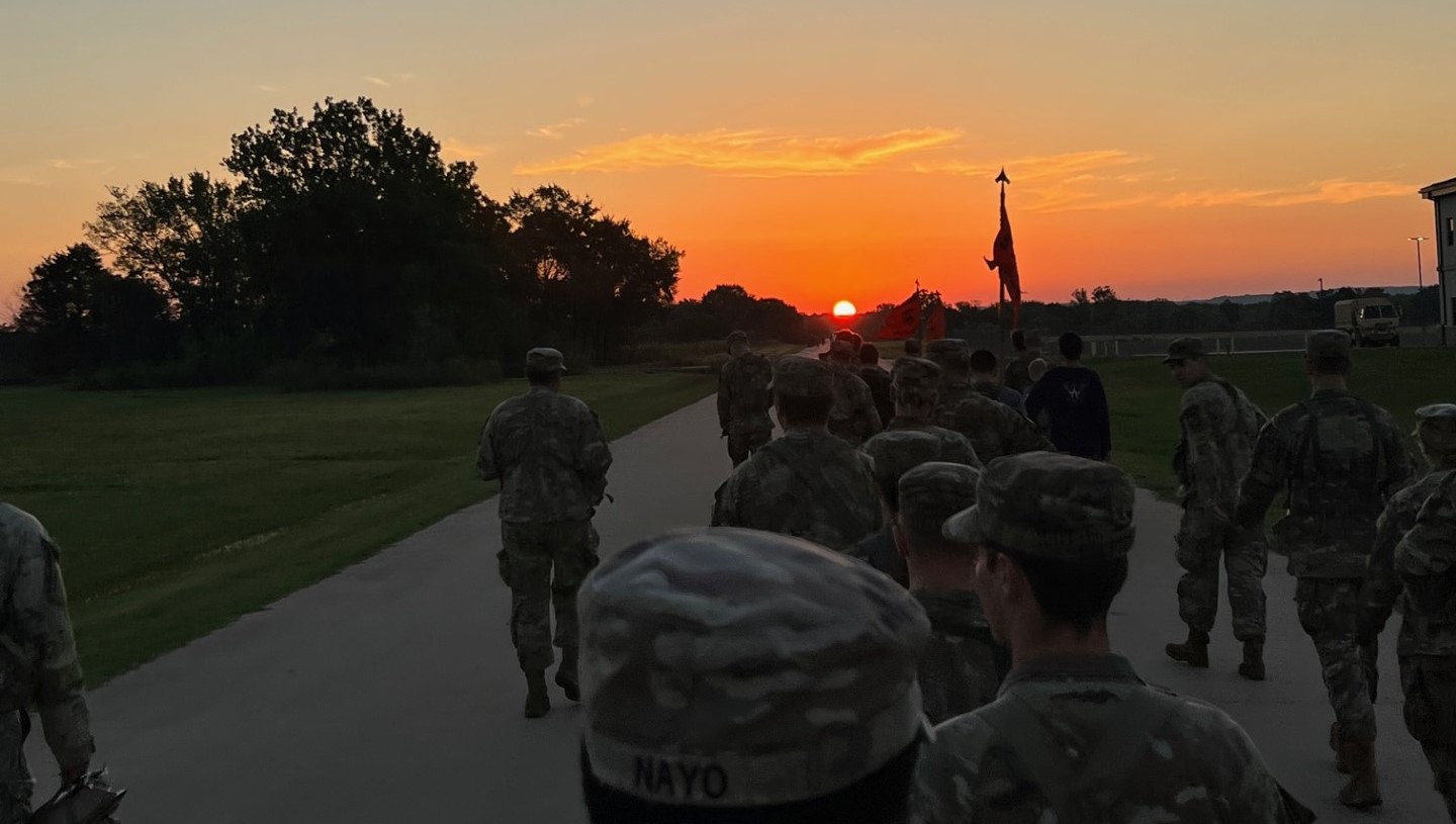 Morning march at Fall Field Training Exercise