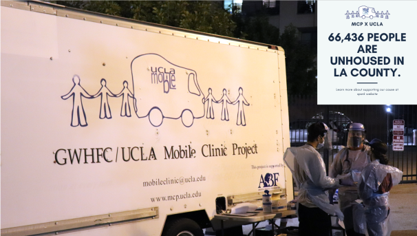 UCLA Medical students next to Mobile Clinic truck