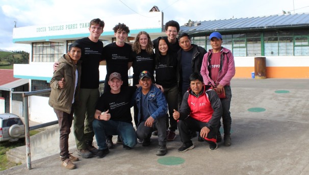 Engineers without borders travel team members with the Carerra, Ecuador community leaders