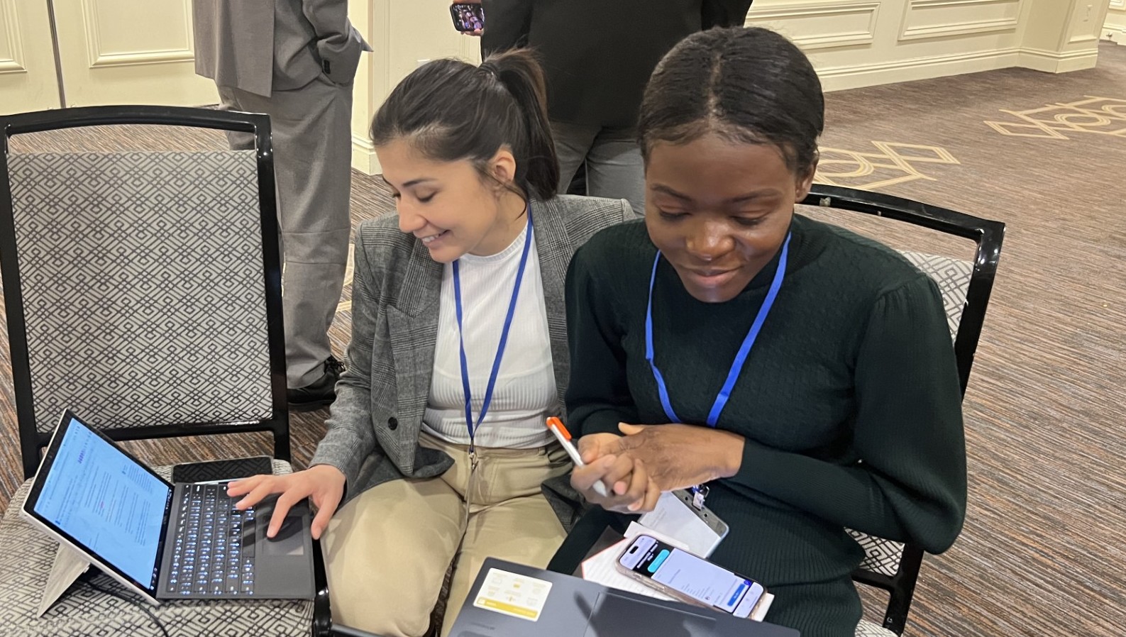 working at the conference