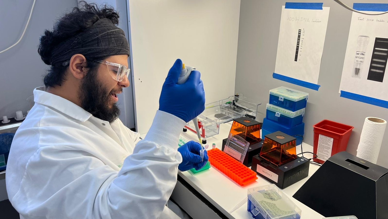 MA student Edgar Villeda performing lab analysis in Madagascar