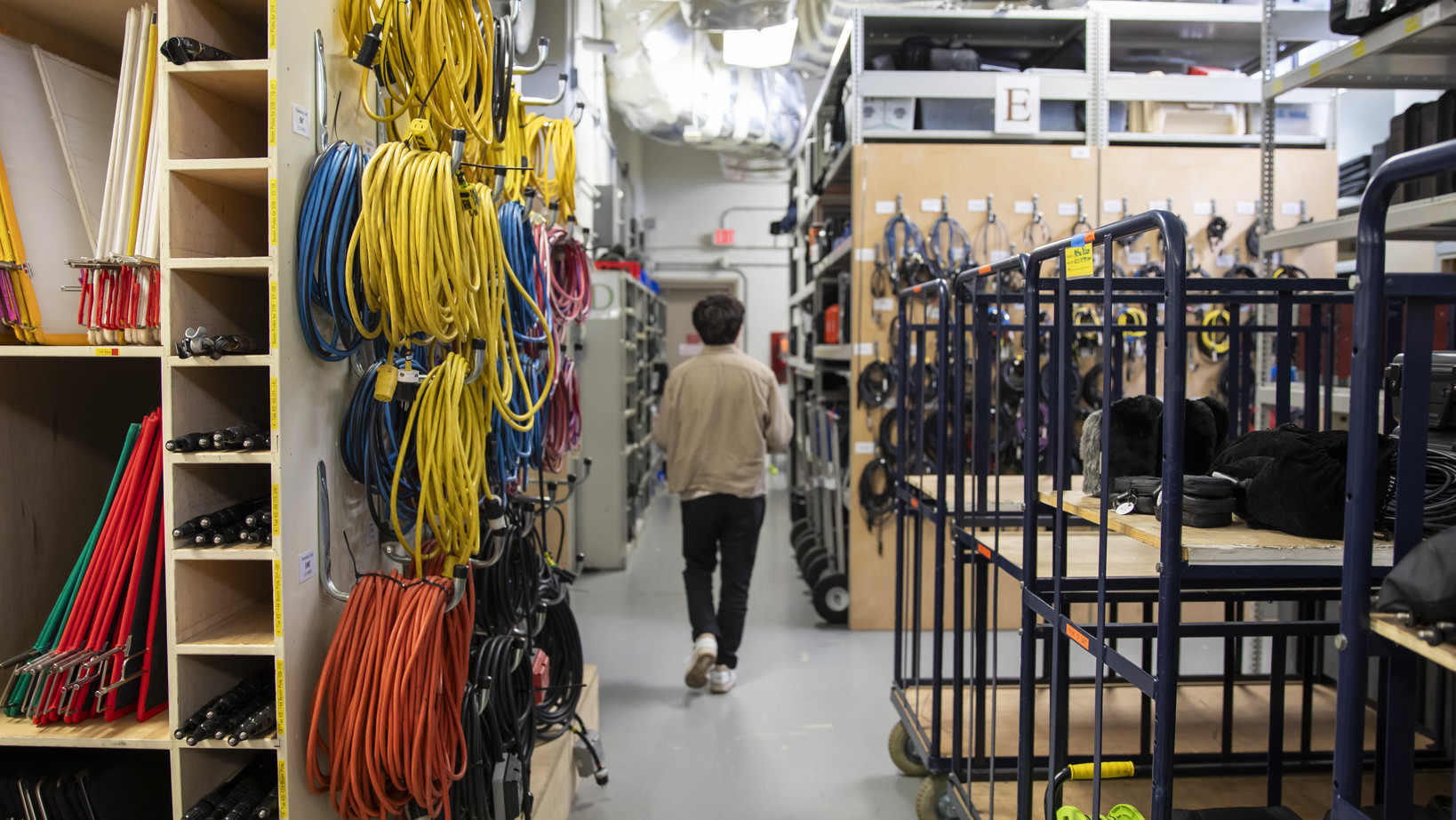 Student in the Moody College Equipment Checkout