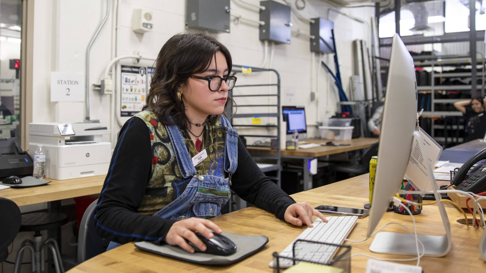 Student working in the Moody College Equipment Checkout