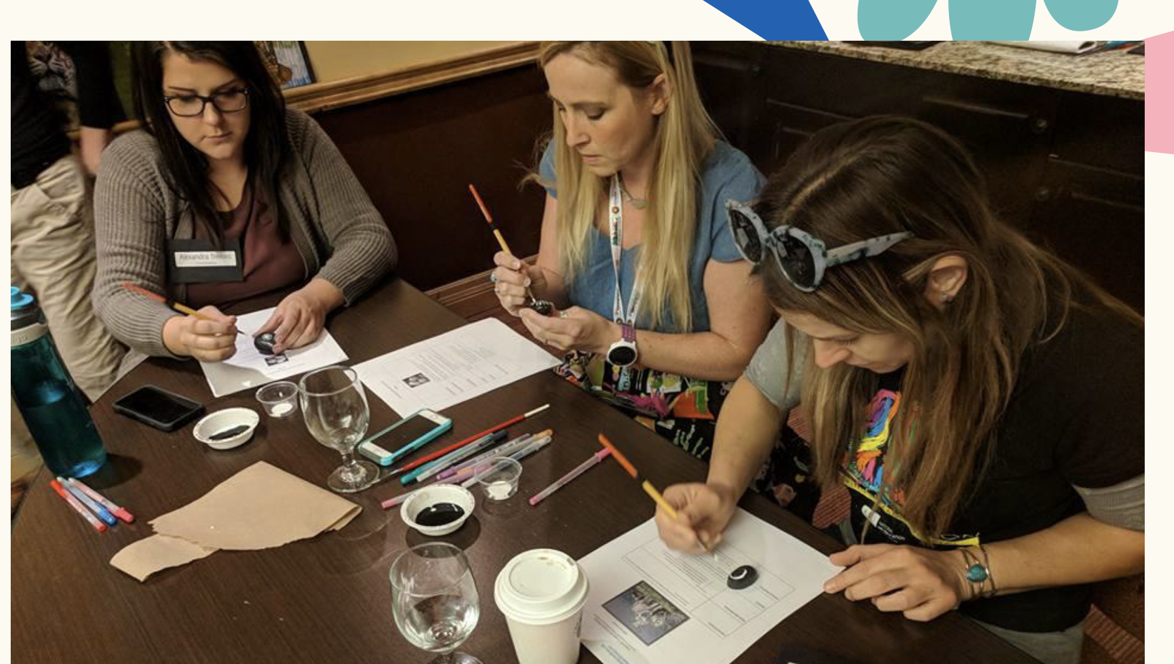 Working on the demo at a hands-on lesson presentation.