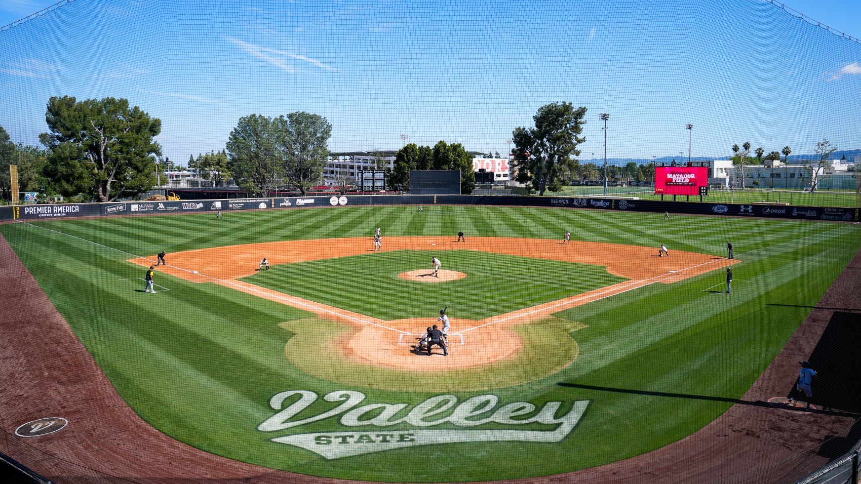 CSUN Baseball field with "Valley State" painted on grass