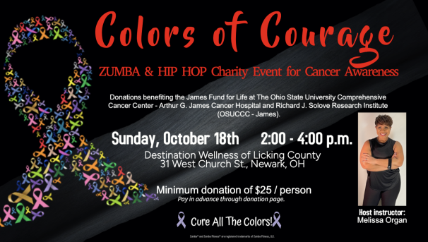 Colors of Courage Charity Event 2022 save the date, as well as donation and instructor information