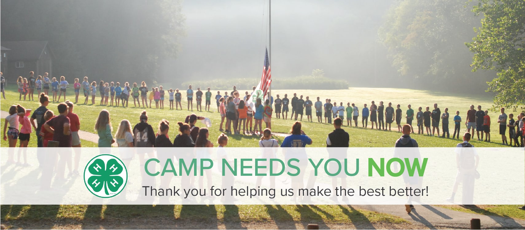 A word of thanks with photo of campers behind