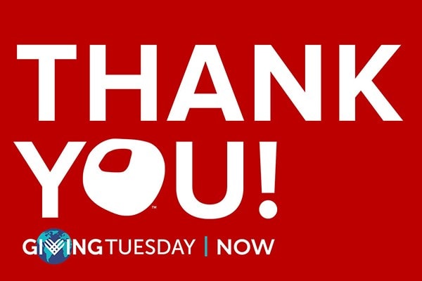 Thank You from Giving Tuesday on a red background