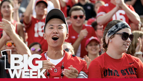 Game attendees at the Shoe wearing their OSU gear