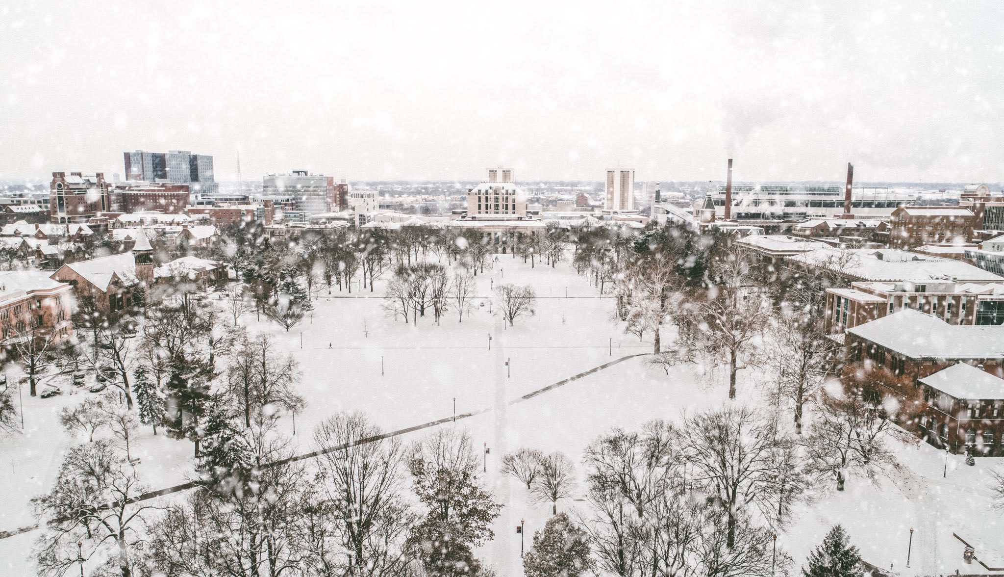 The Oval covered in packed snow