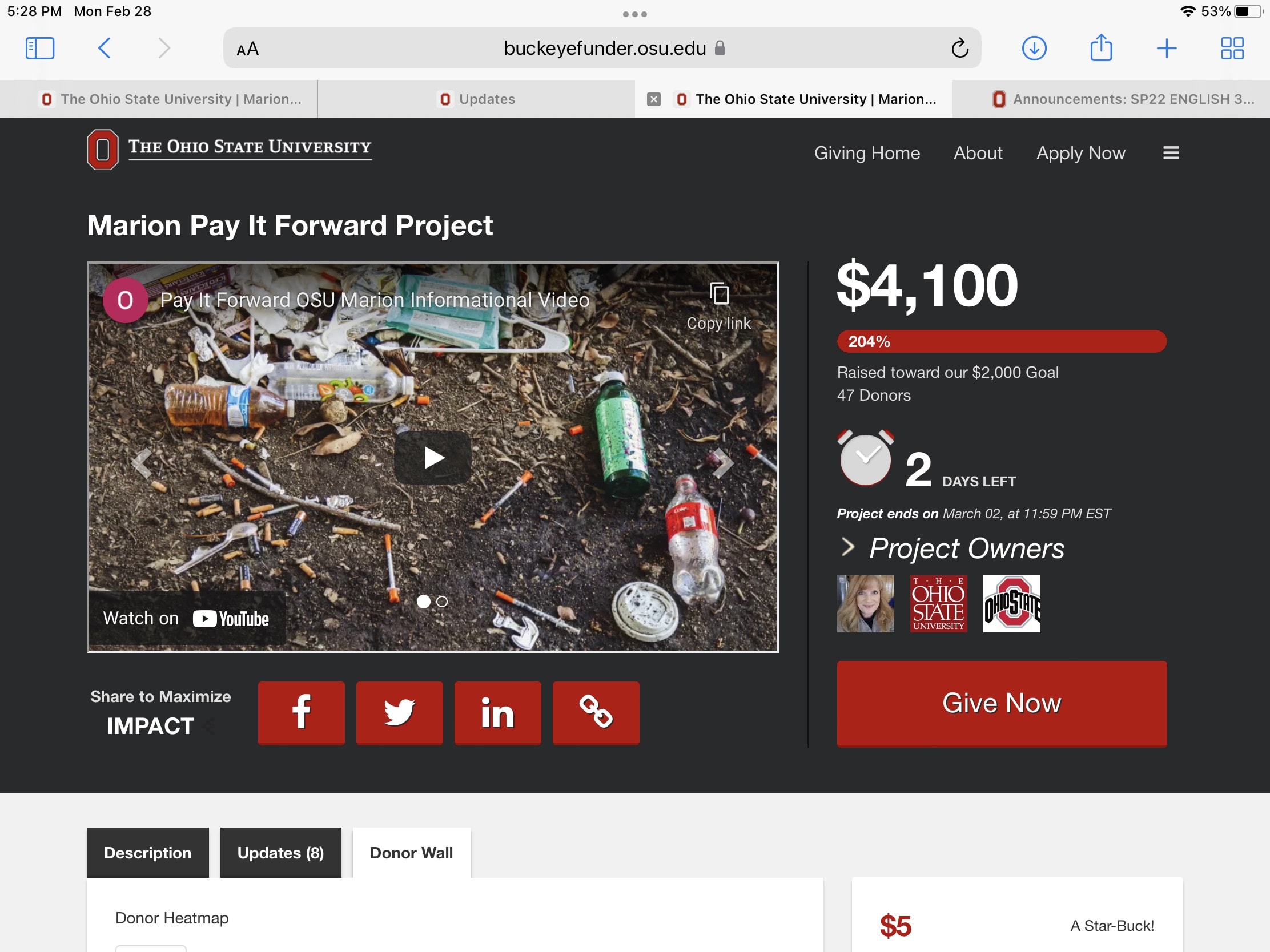 Marion Pay It Forward project page