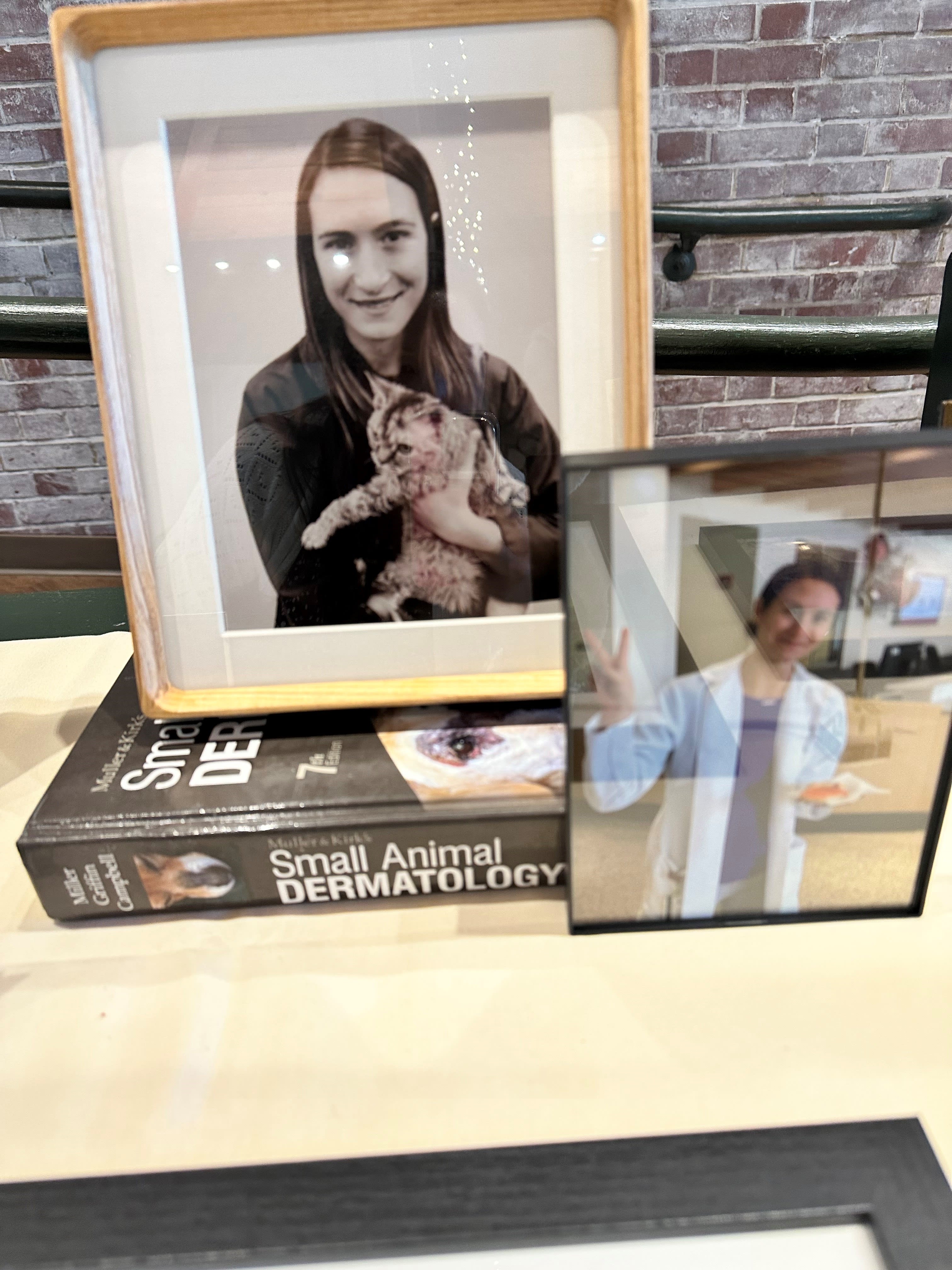 Two photos of Abrams to show dedication to animals