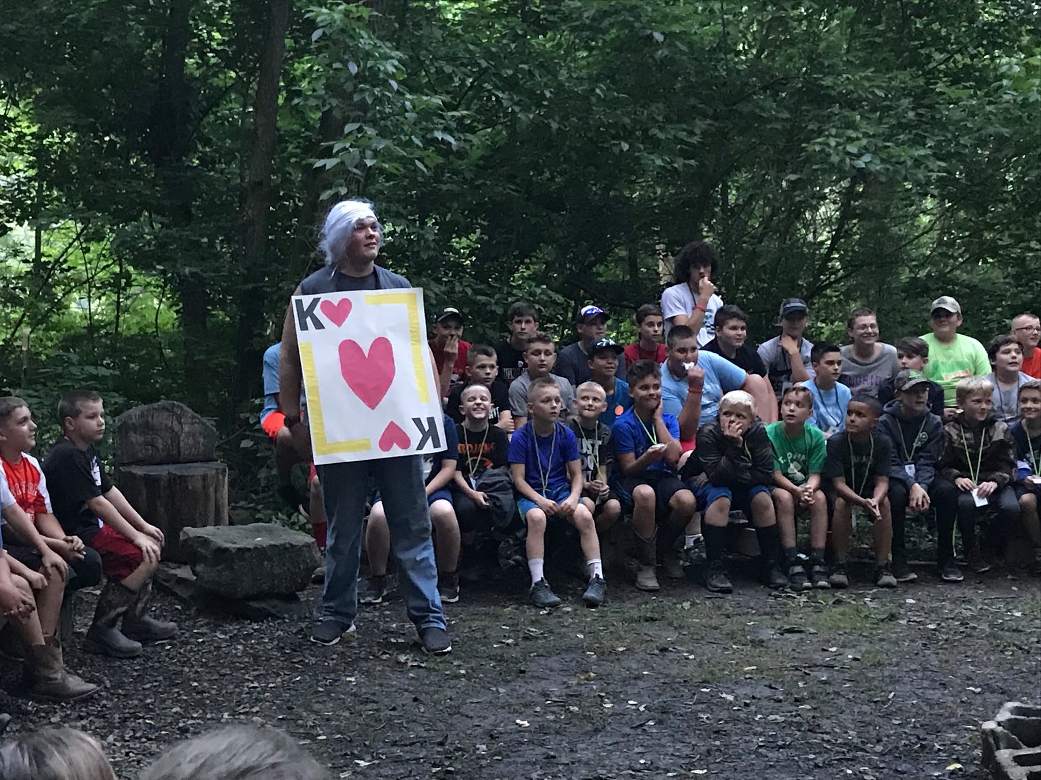 A camper dressed as King of Hearts card