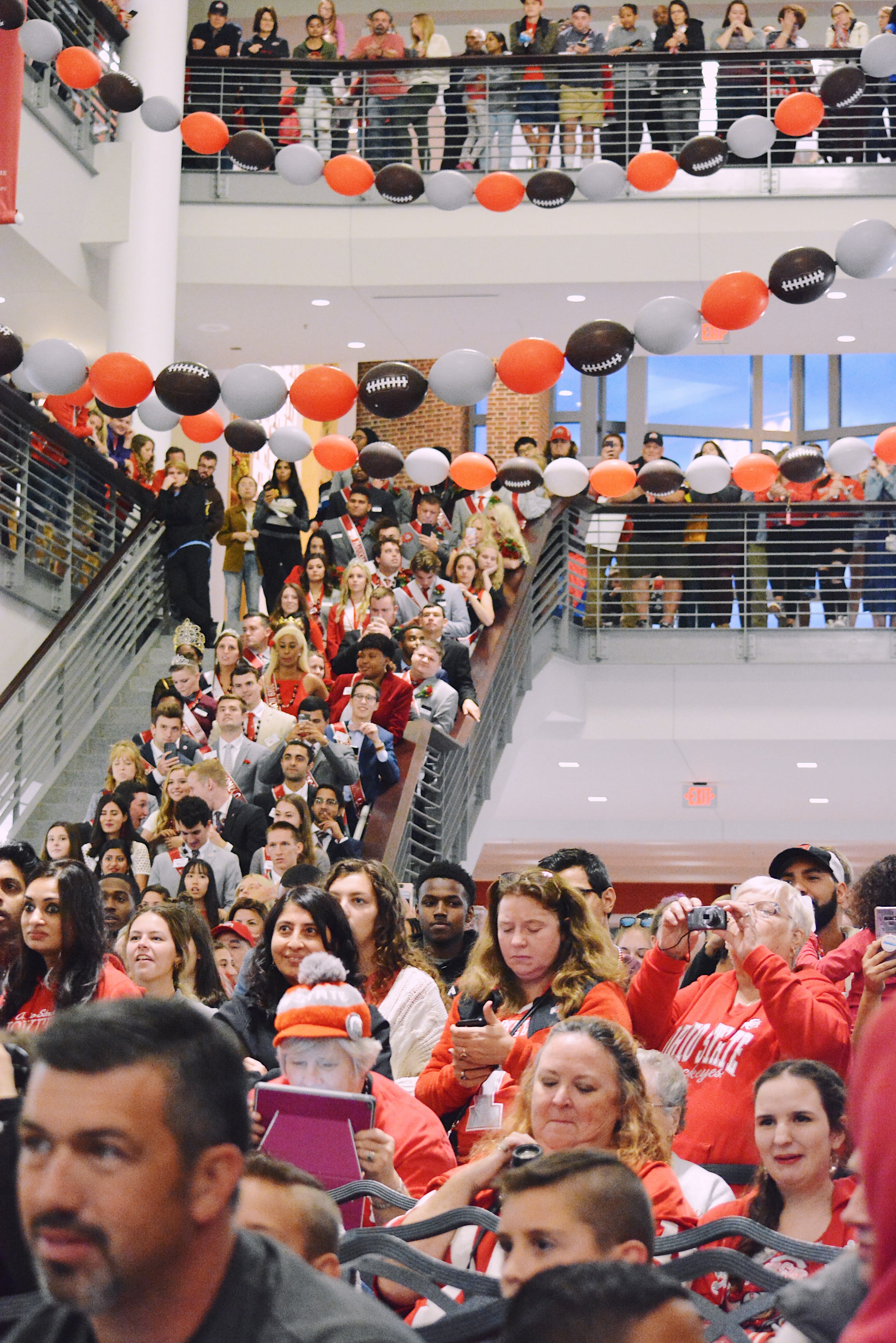 A large crowd celebrating at the Ohio Union