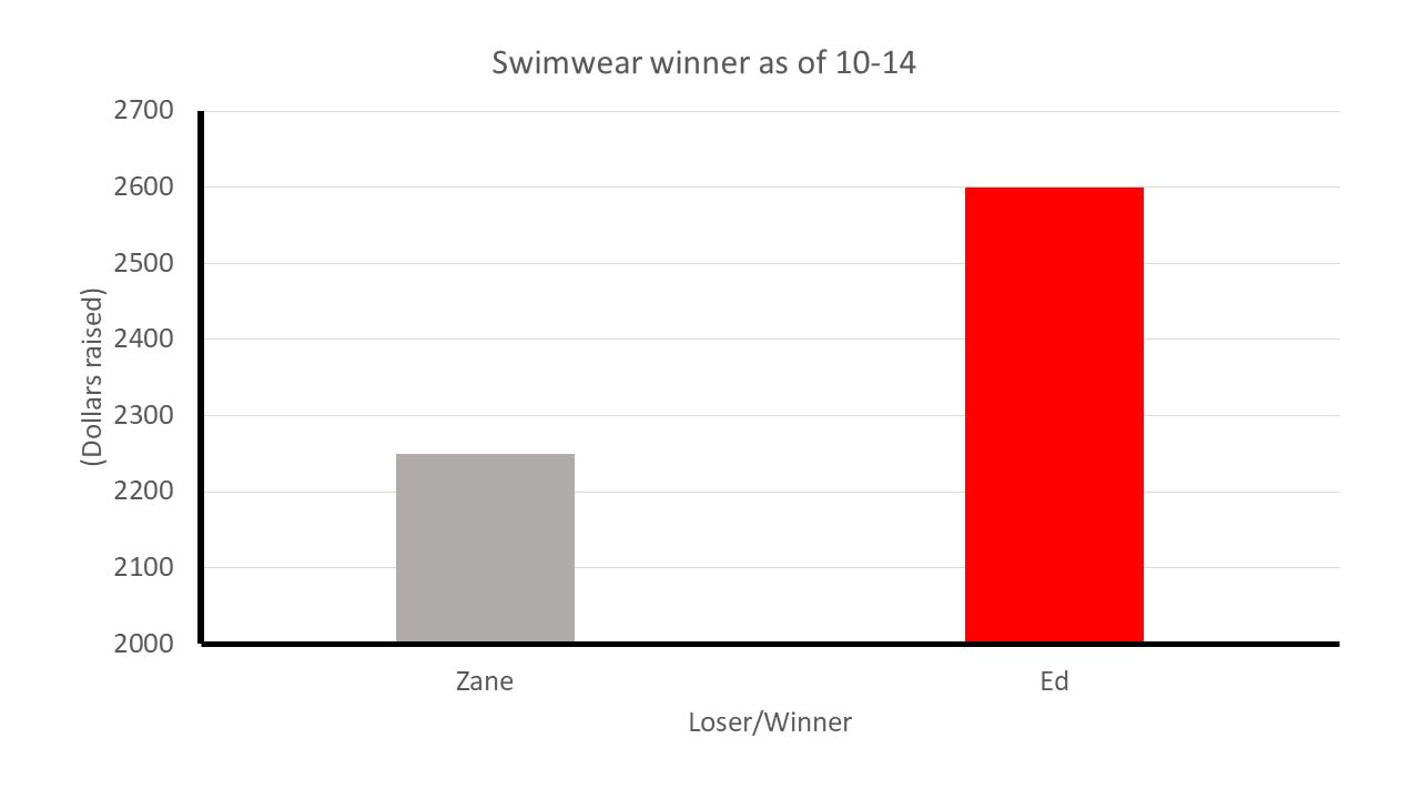 A bar graph with Zane and Ed's amount raised