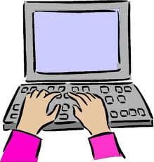 Clipart of hands typing on a computer's keyboard