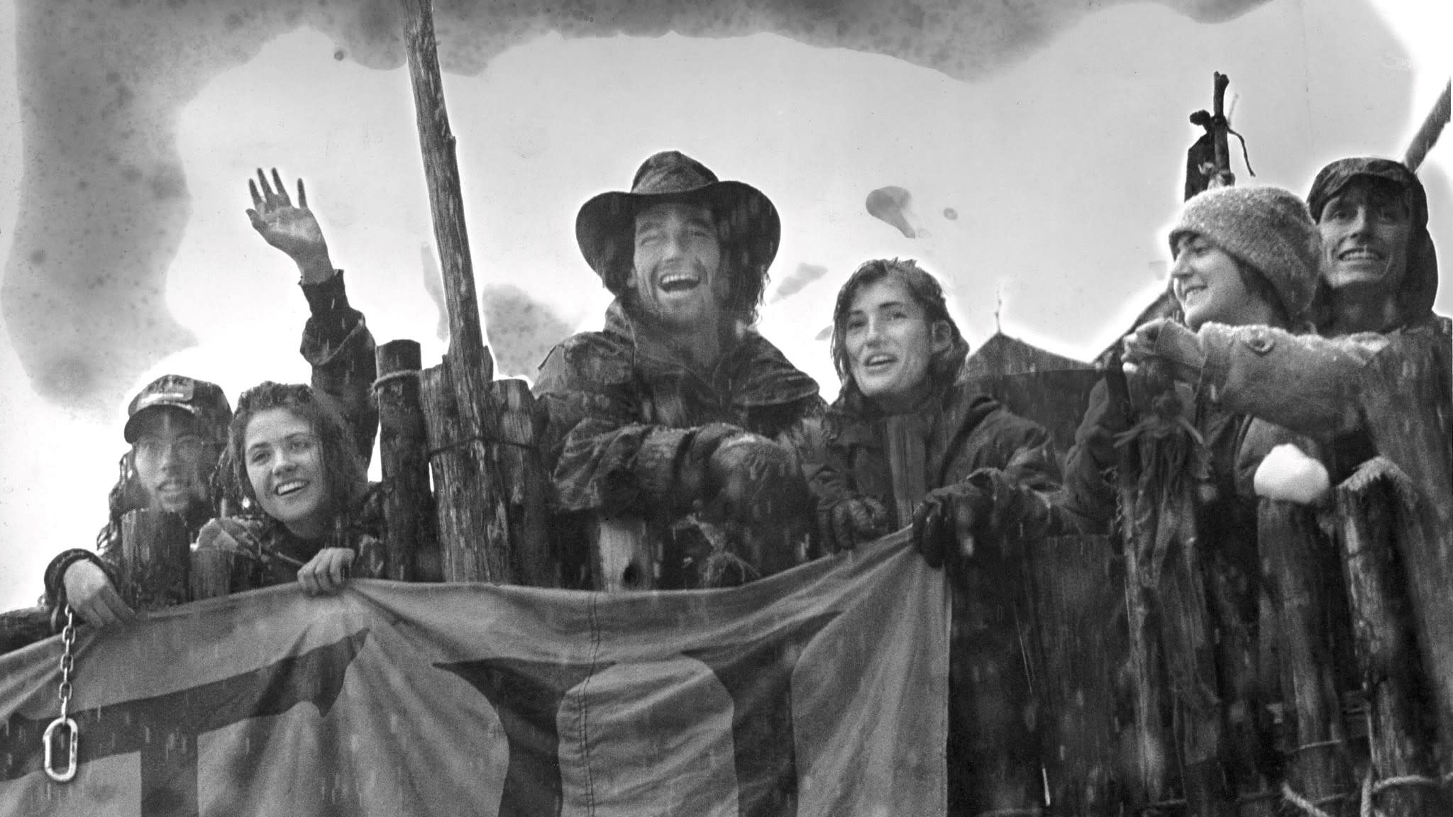 Cascadia Forest Protectors celebrating in the rain