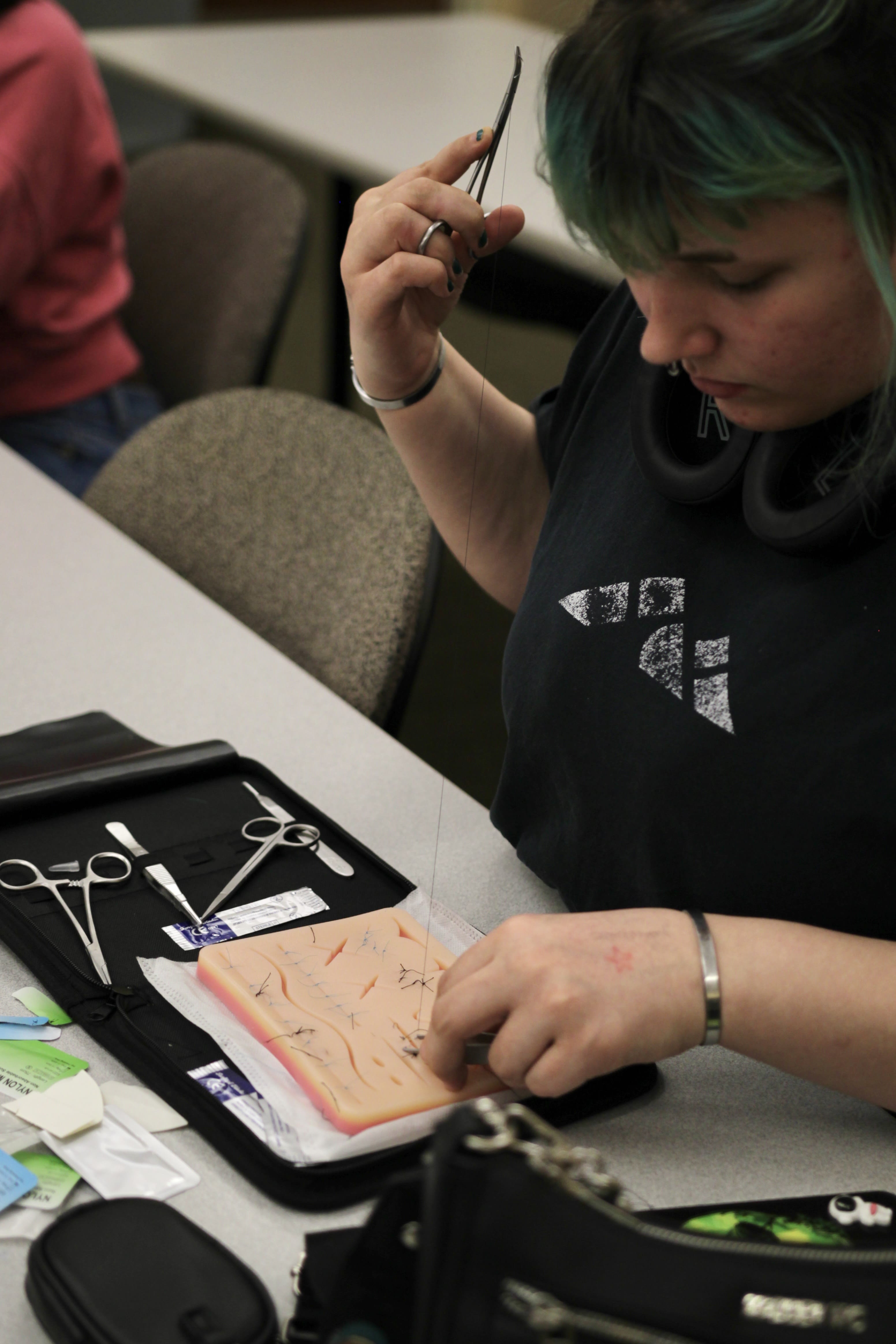 A suture kit being put to good work