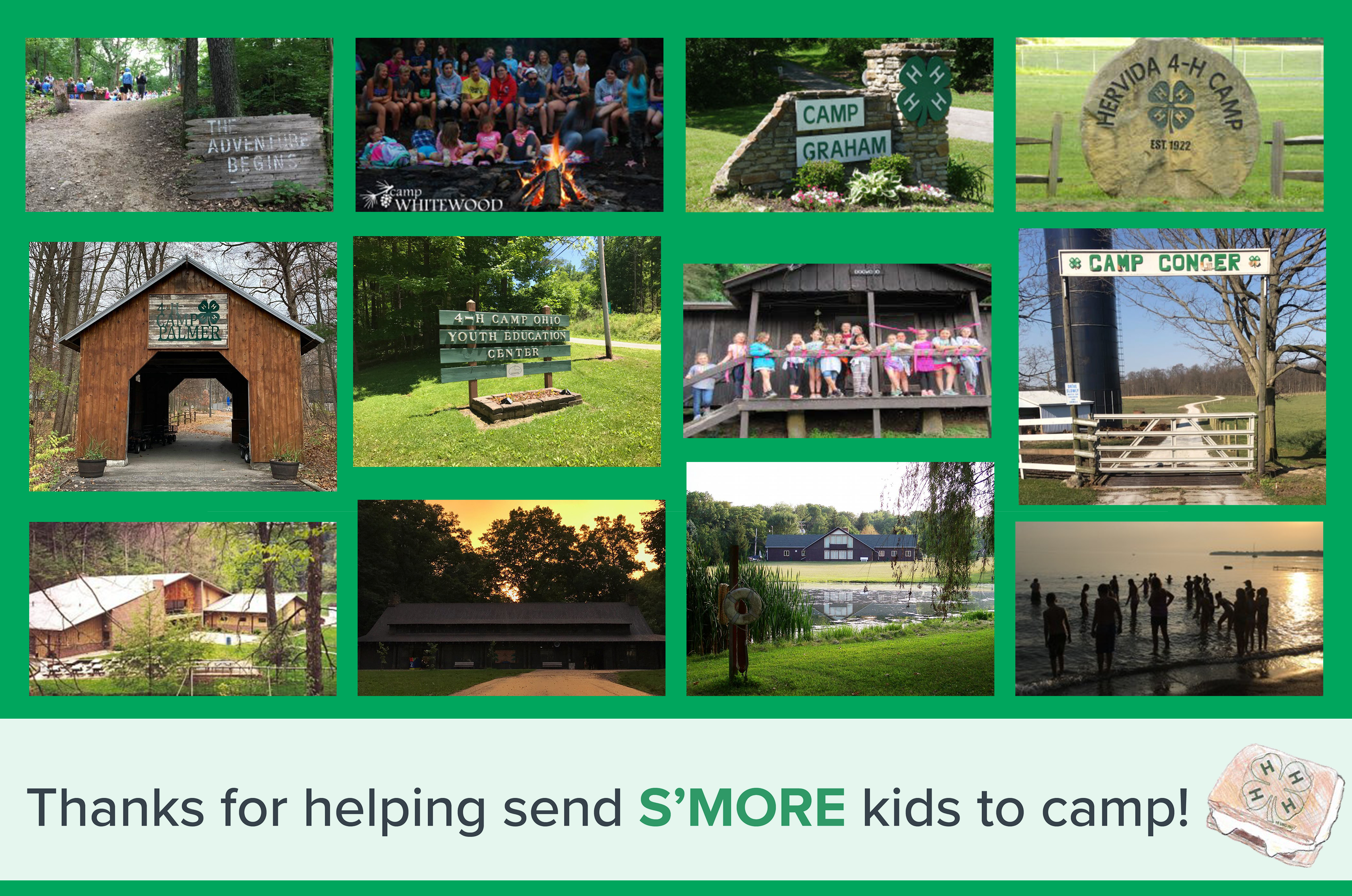 Collage of 4-H camp photos.